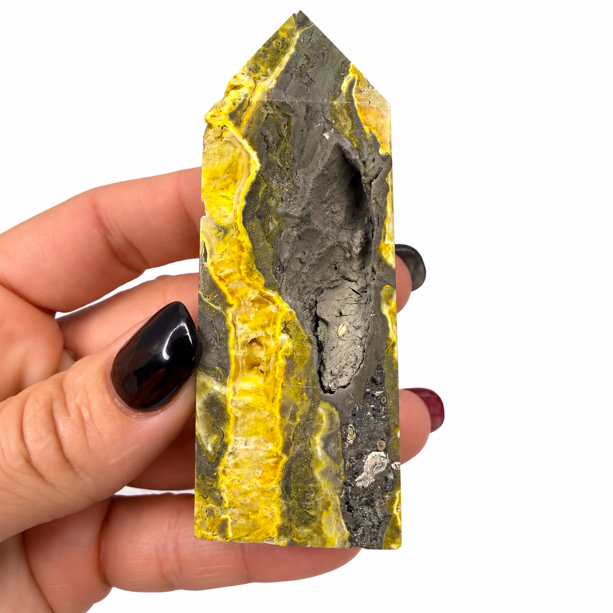 Bumblebee jasper tower size view with quarter - Magick Souls