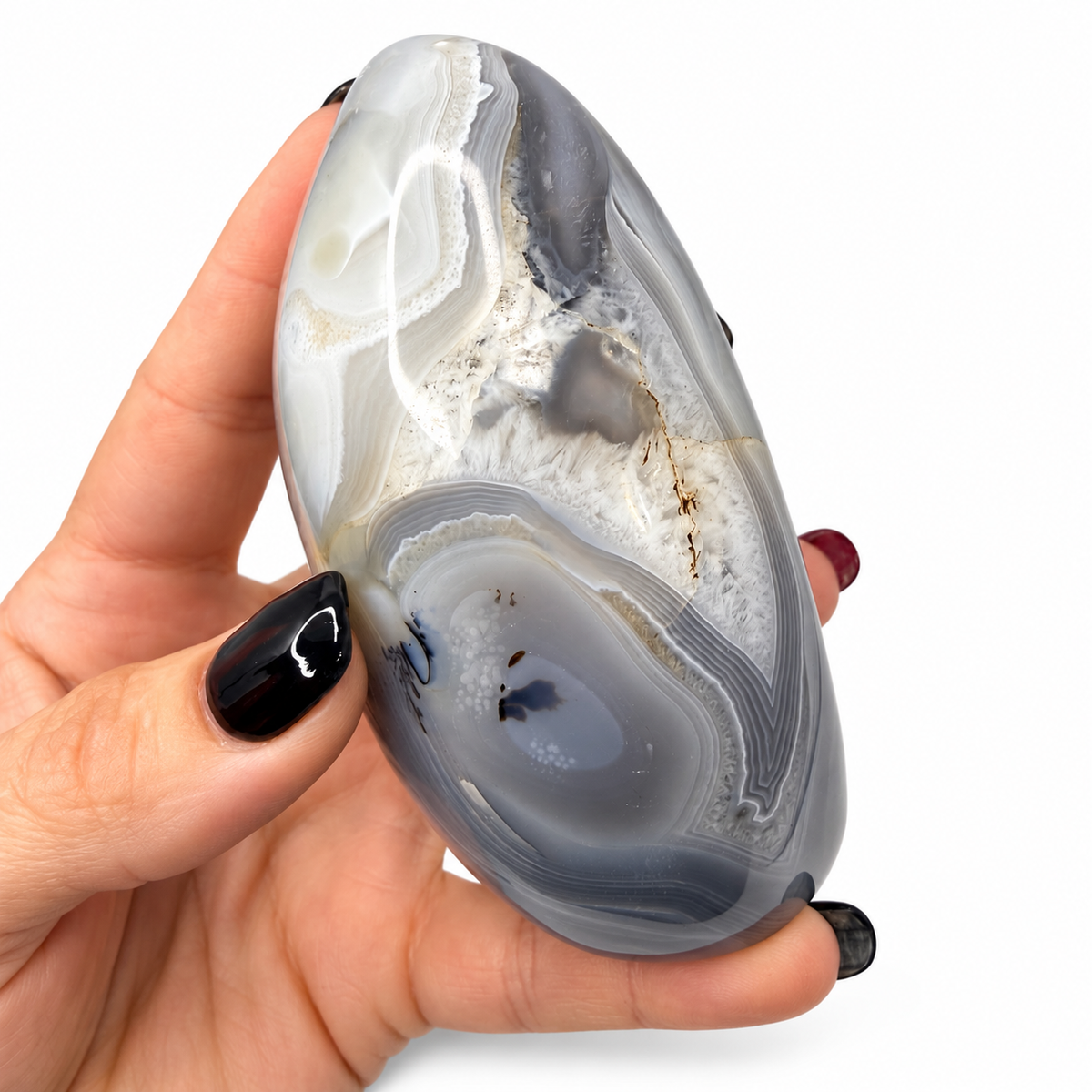 Gray and blue agate freeform with sparkling druzy pocket - Magick Souls
