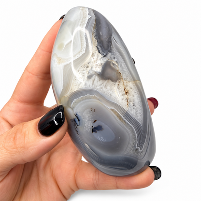 Gray and blue agate freeform with sparkling druzy pocket - Magick Souls