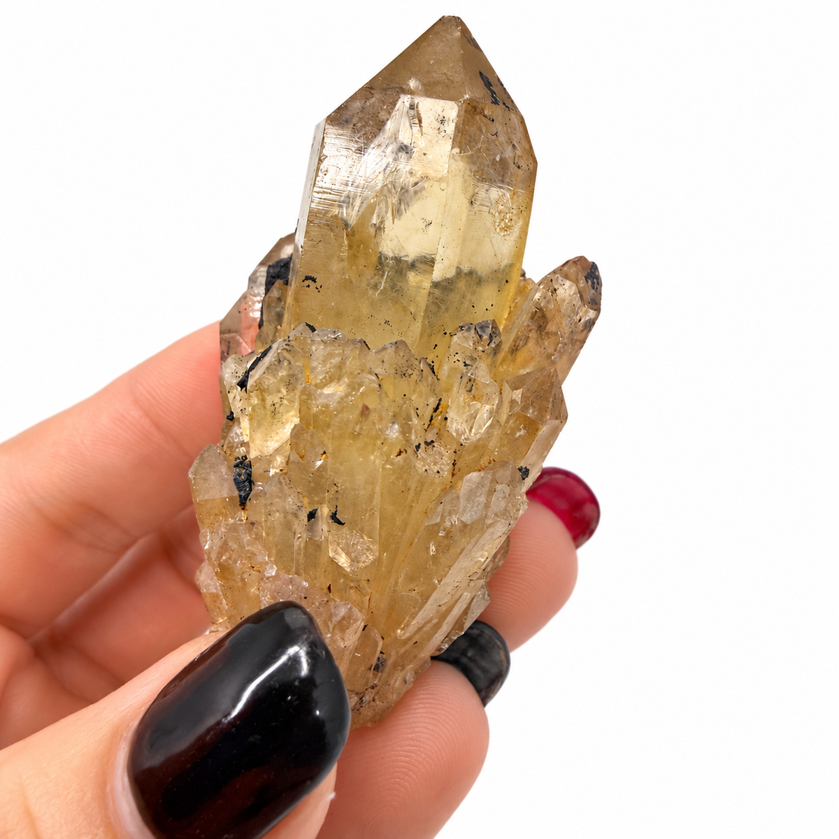 Rainbow natural citrine cluster with tall honey gold point - Magick Souls