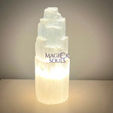 8" Selenite Skyscraper Lamp with cord Magick Souls
