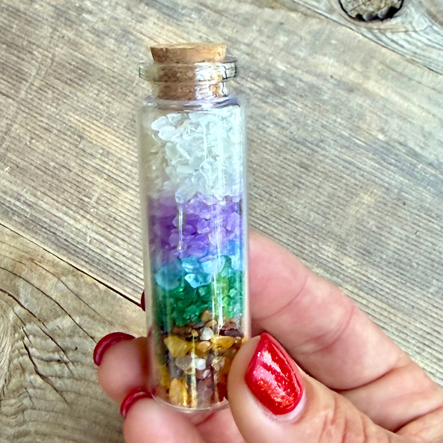 Chakra Rainbow Crystal Chip Bottle