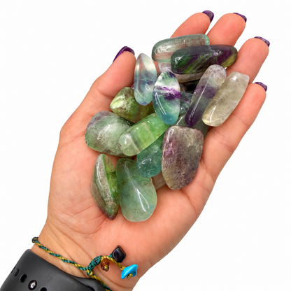 Rainbow Fluorite Tumbled — Multi-Chakra Crystal for Mental Clarity & Focus