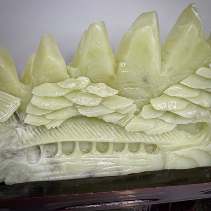 One-of-a-Kind Hand-Carved Crystal Jade Landscape Sculpture – Almost 7 Pounds!