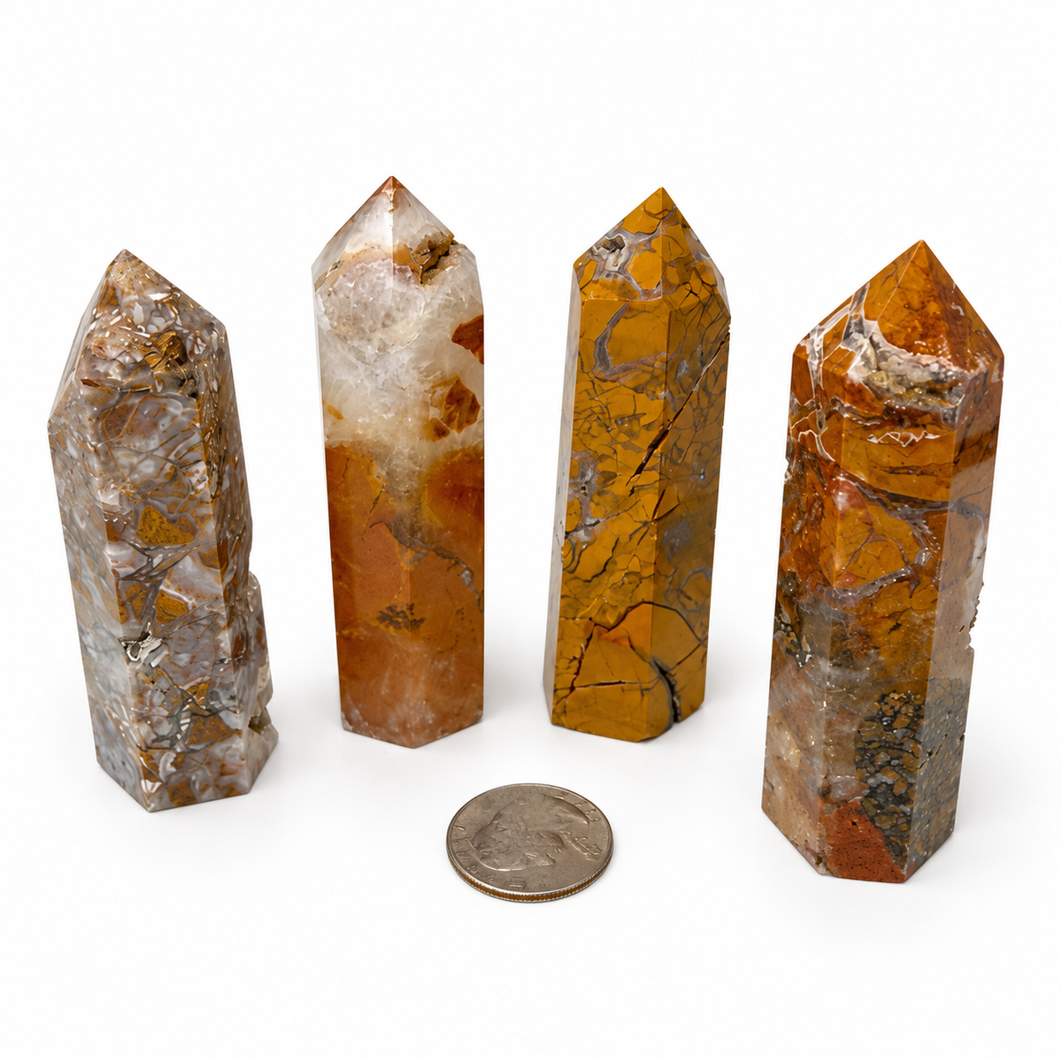 Indonesian agate tower point close-up with sparkling druzy quartz - Magick Souls