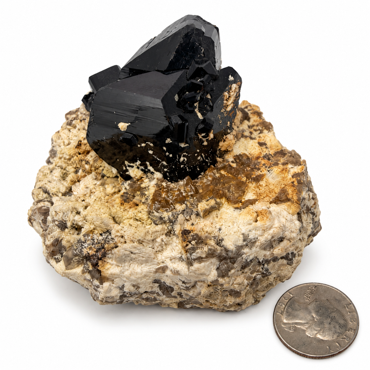 Pakistan black tourmaline specimen showing feldspar matrix - Magick Souls
