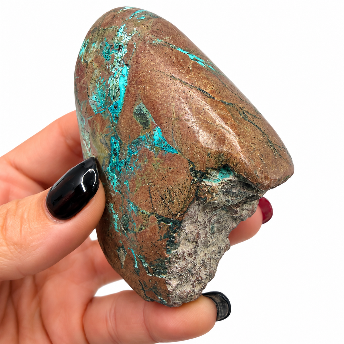 Shattuckite with chrysocolla, polished standing freeform - Magick Souls