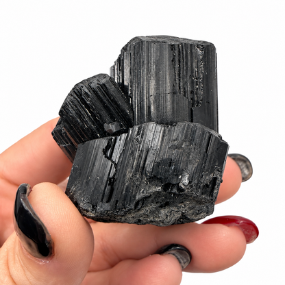 Raw black tourmaline crystal cluster, alternate view - Magick Souls