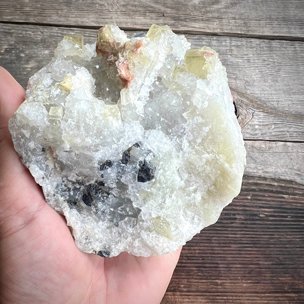 Large Yellow Fluorite with Quartz - Magick Souls