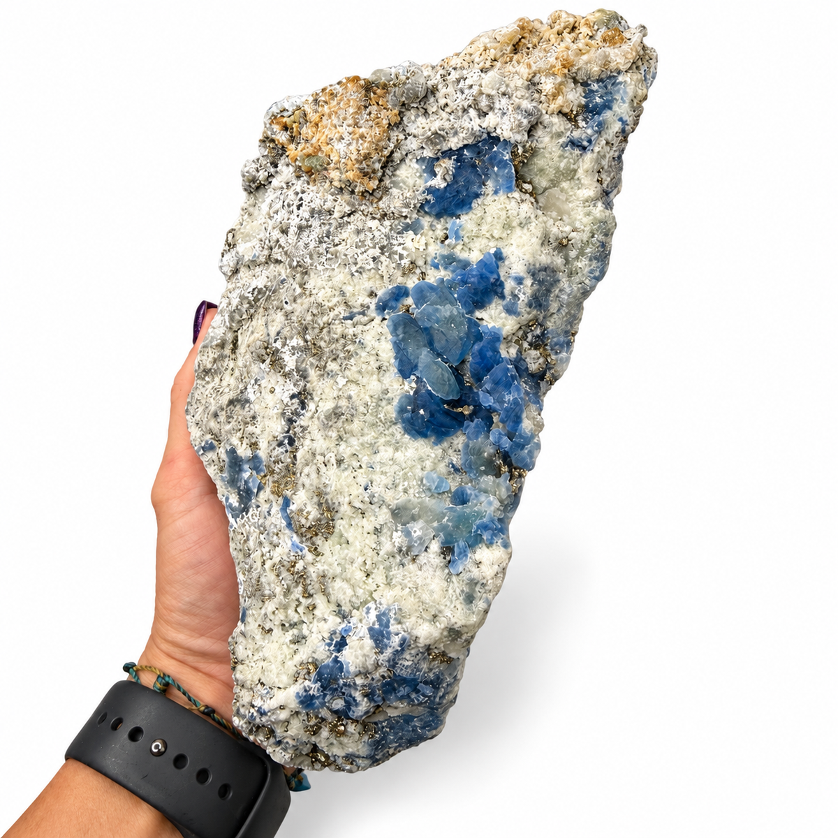 Rare Afghanite Mineral Specimen – UV Reactive Afghanite on Pyrite Matrix, 8" Collector Piece from Afghanistan