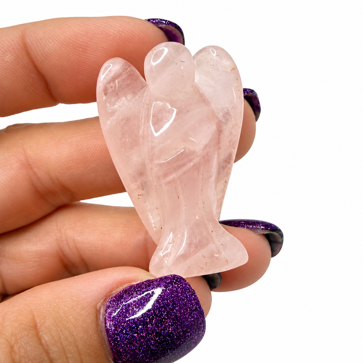 Rose Quartz Angel Carving – 2" Mini Crystal Angel for Love & Compassion