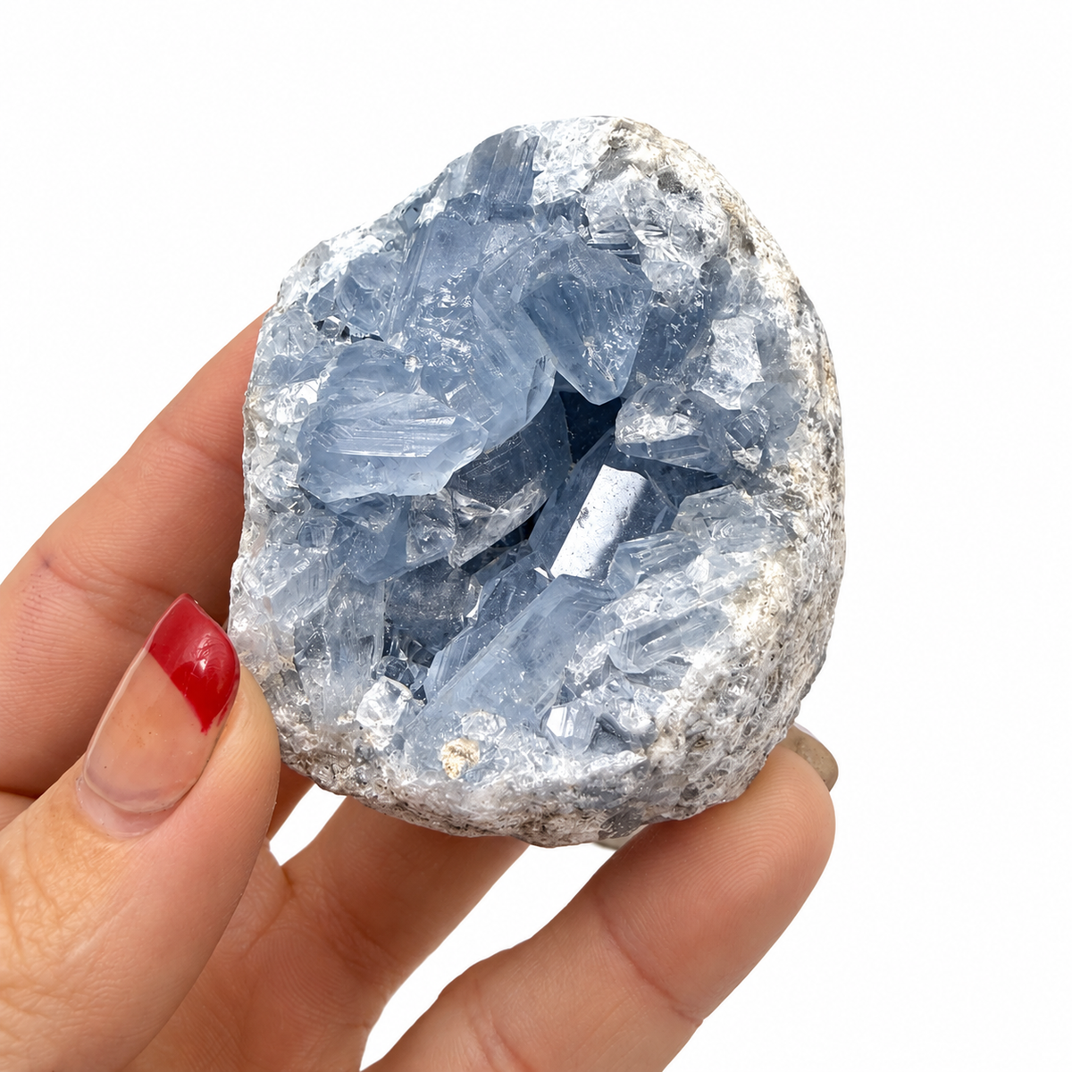 Celestite crystal cluster 010, natural blue Celestine