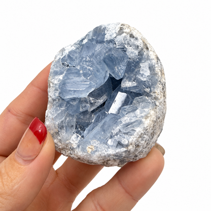 Celestite crystal cluster 010, natural blue Celestine