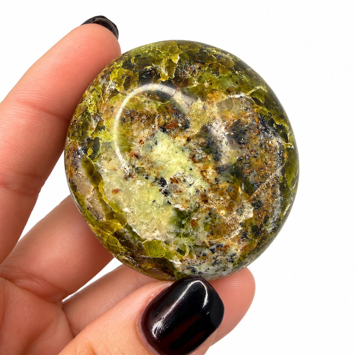 Green opal palm stone close-up of pattern - Magick Souls