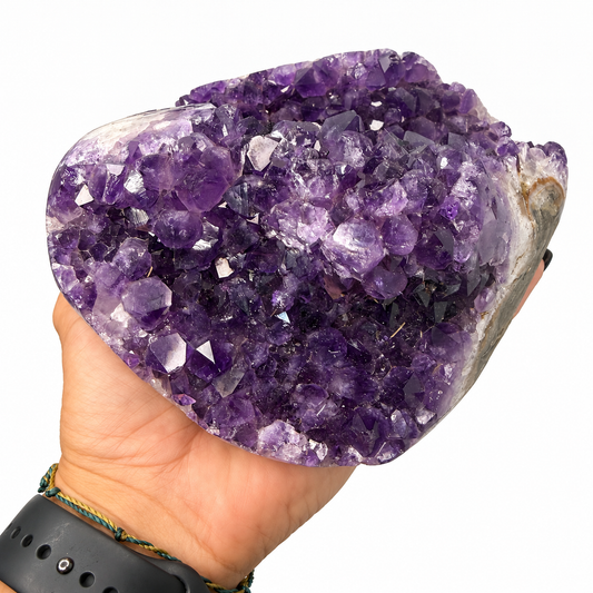 Bahia jelly amethyst geode cluster with deep purple points - Magick Souls