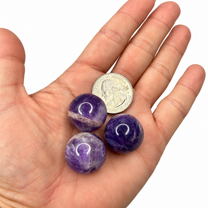 Chevron Amethyst Mini Sphere – 25mm Polished Crystal Ball