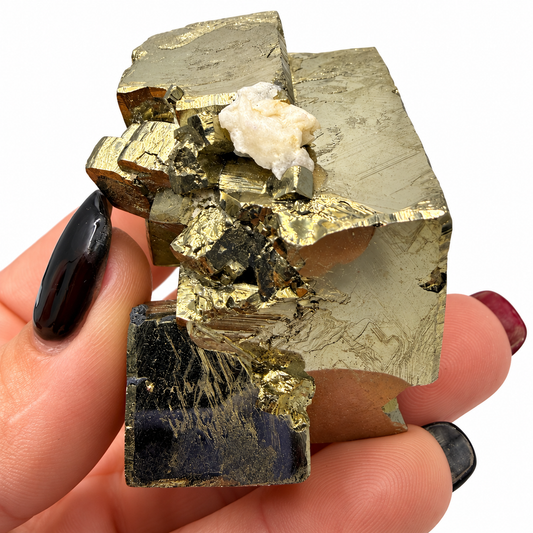 Natural pyrite cube cluster from Peru next to a quarter for scale - Magick Souls