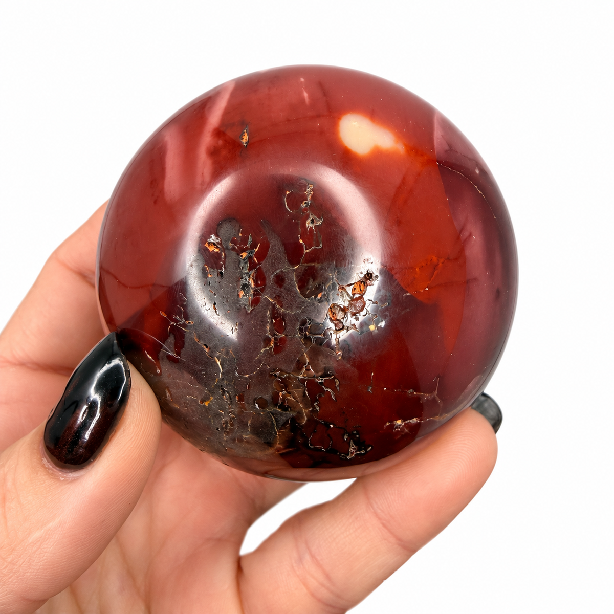 65mm mookaite sphere size view with quarter - Magick Souls