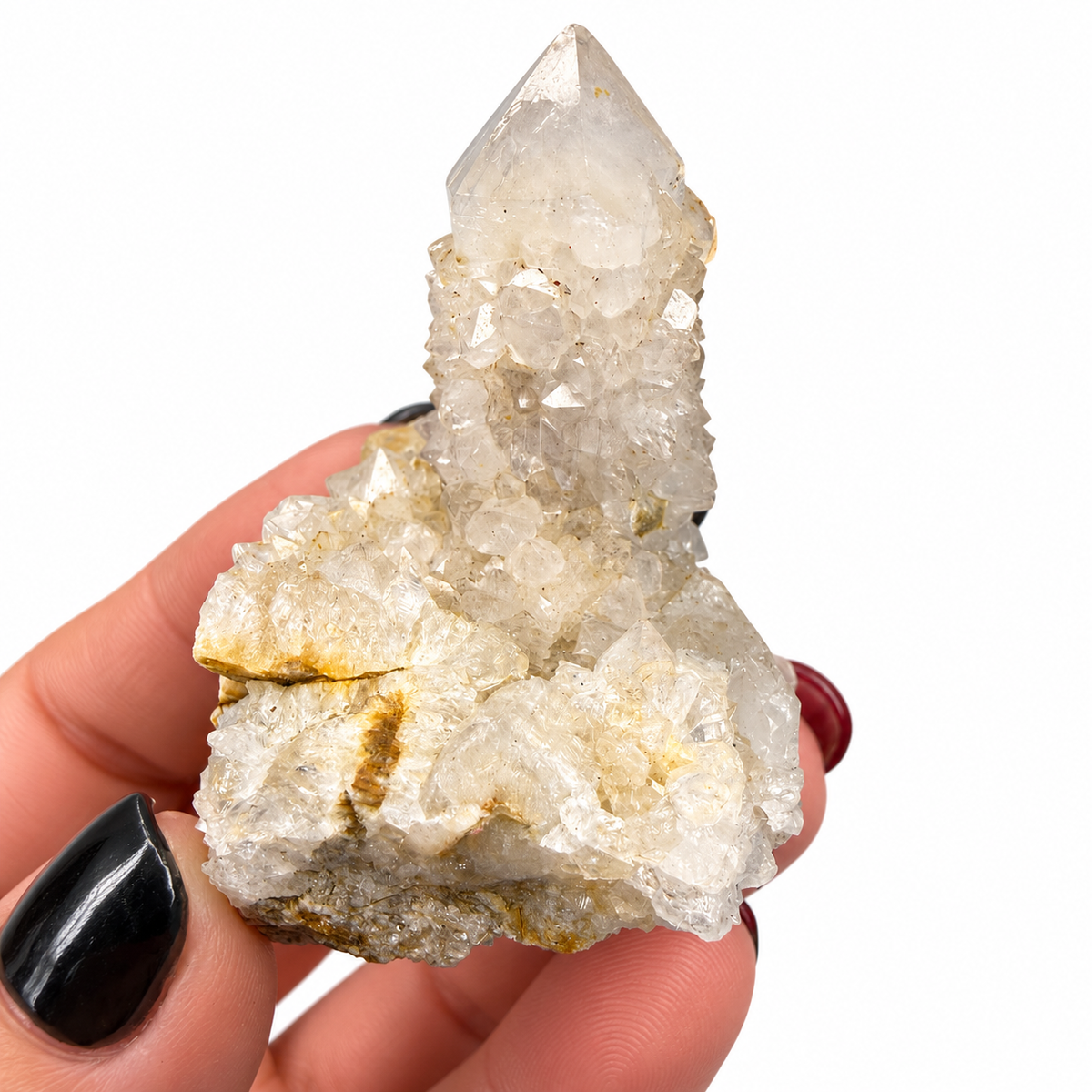 Clear spirit quartz point with sparkling druzy stem - Magick Souls