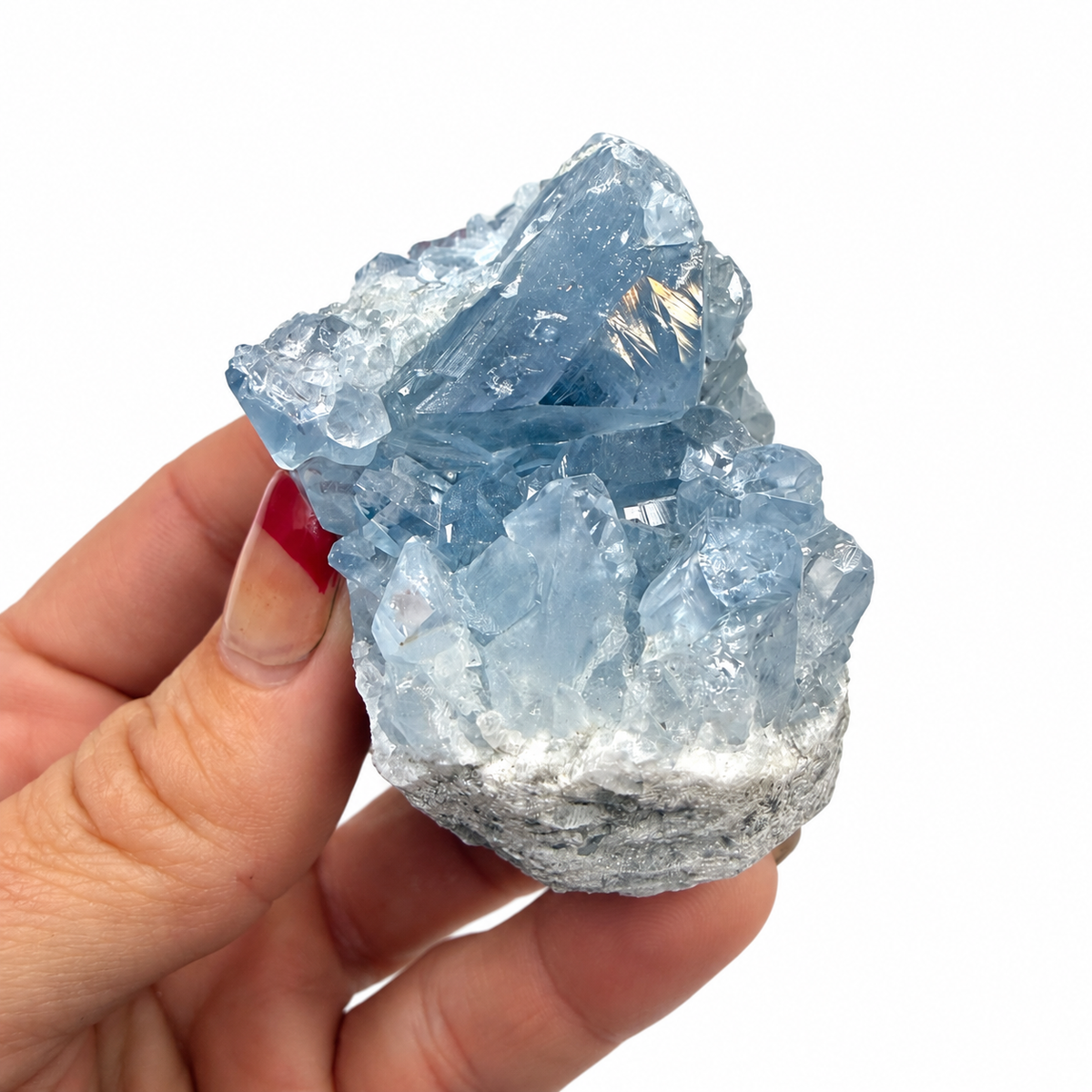 Celestite crystal cluster 012, natural blue Celestine