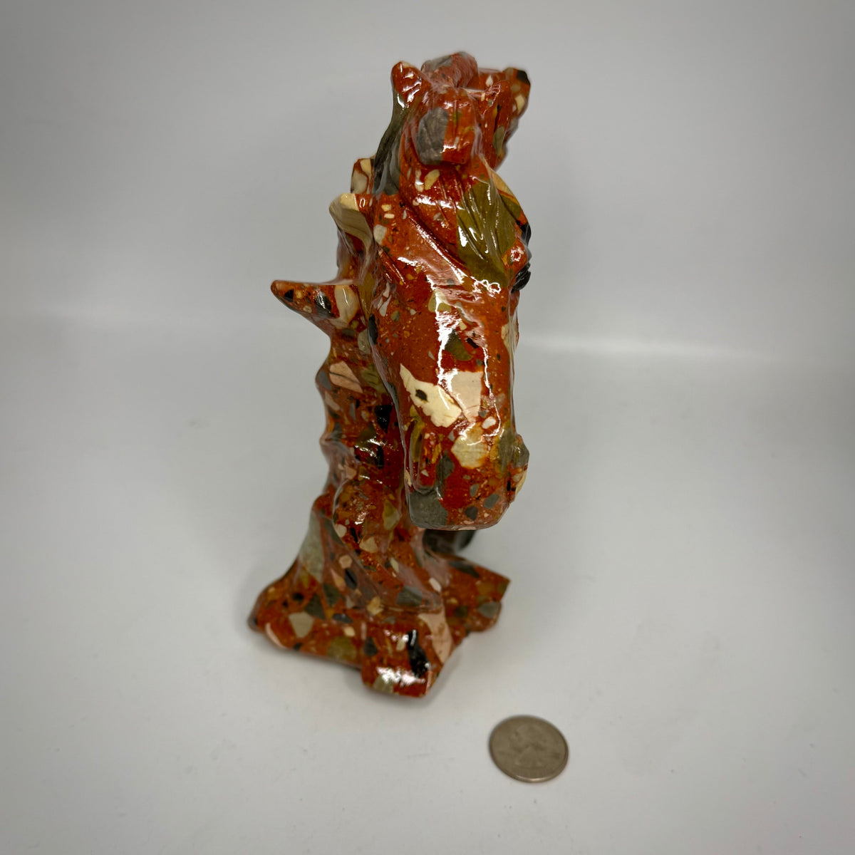 Brecciated Jasper Horse Head Carving