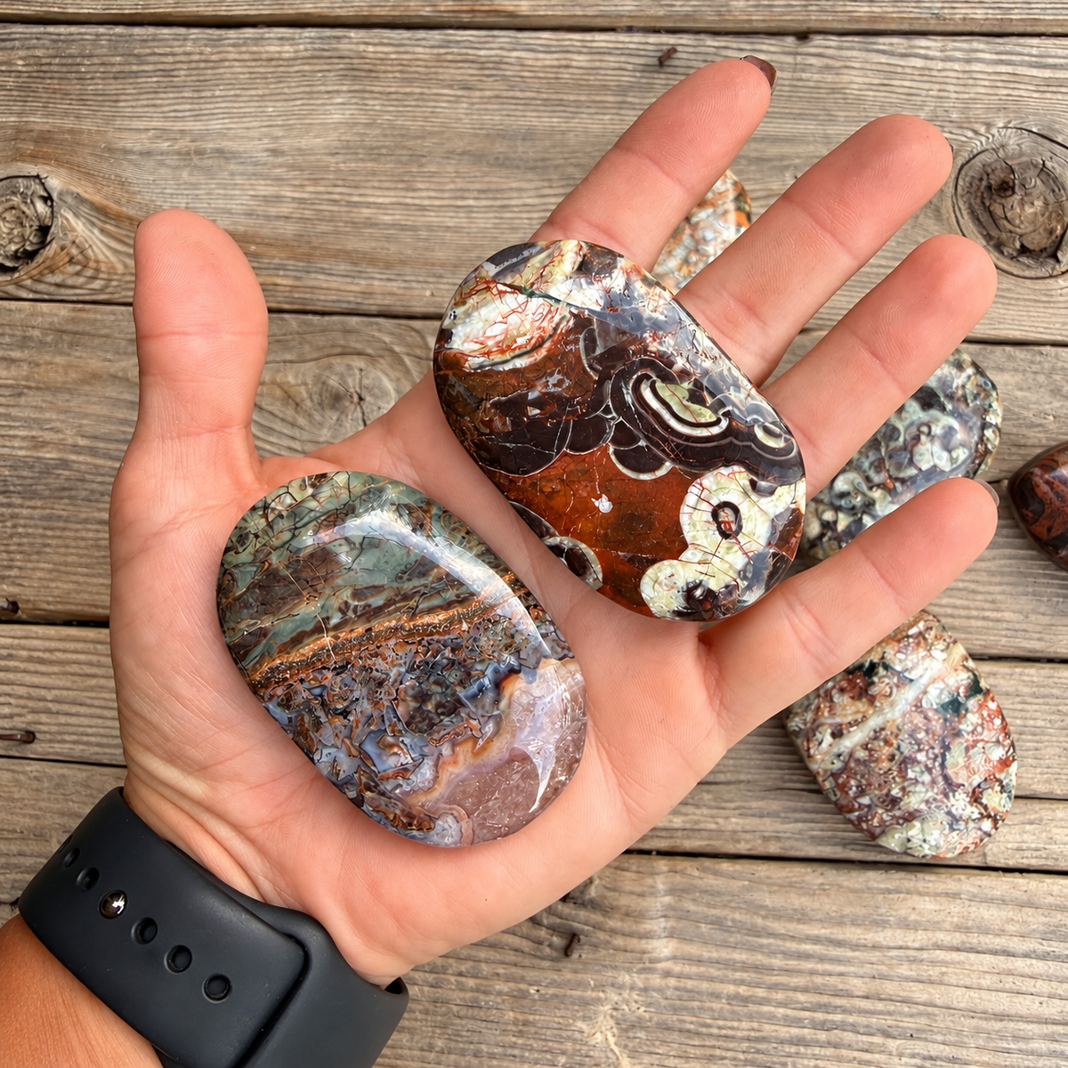 Money Agate Palm Stone – Polished Rhyolite Crystal for Abundance & Prosperity