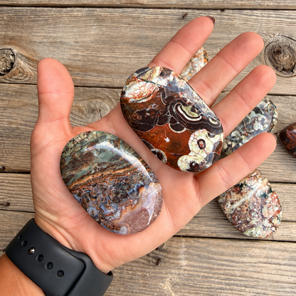 Money Agate Palm Stone – Polished Rhyolite Crystal for Abundance & Prosperity