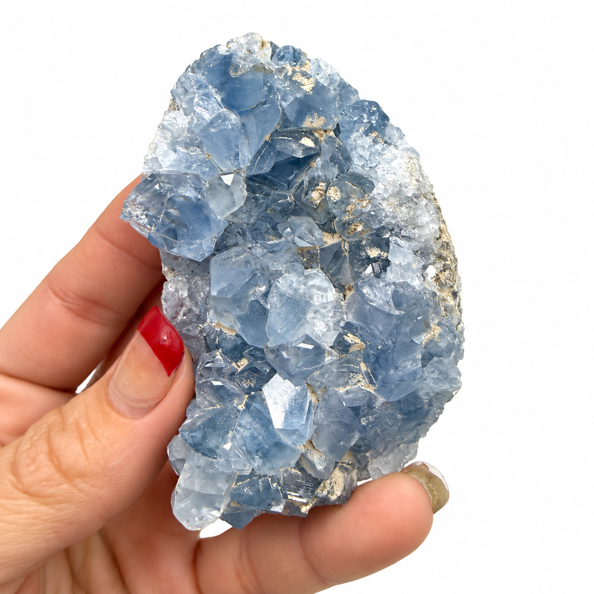 Celestite crystal cluster 011, natural blue Celestine