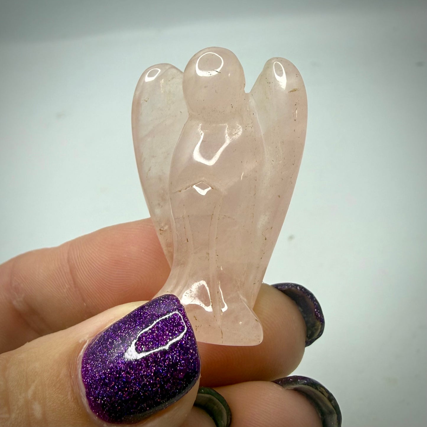 Rose Quartz Angel Carving – 2" Mini Crystal Angel for Love & Healing