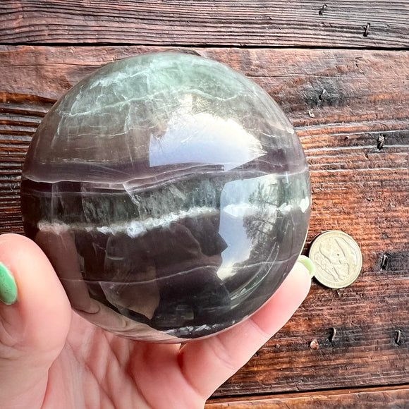 Large Natural Fluorite Sphere 80mm UV Reactive - Magick Souls