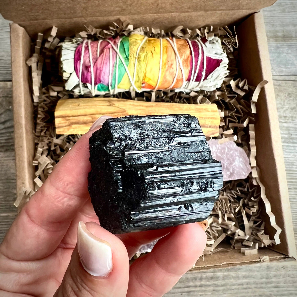 Meditation Healing Crystal Gift Set - 7 Pc. Real Crystals and Sage and Palo Santo Healing Essentials - Magick Souls