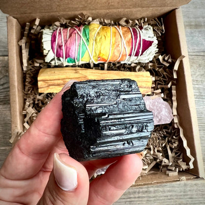 Meditation Healing Crystal Gift Set - 7 Pc. Real Crystals and Sage and Palo Santo Healing Essentials - Magick Souls