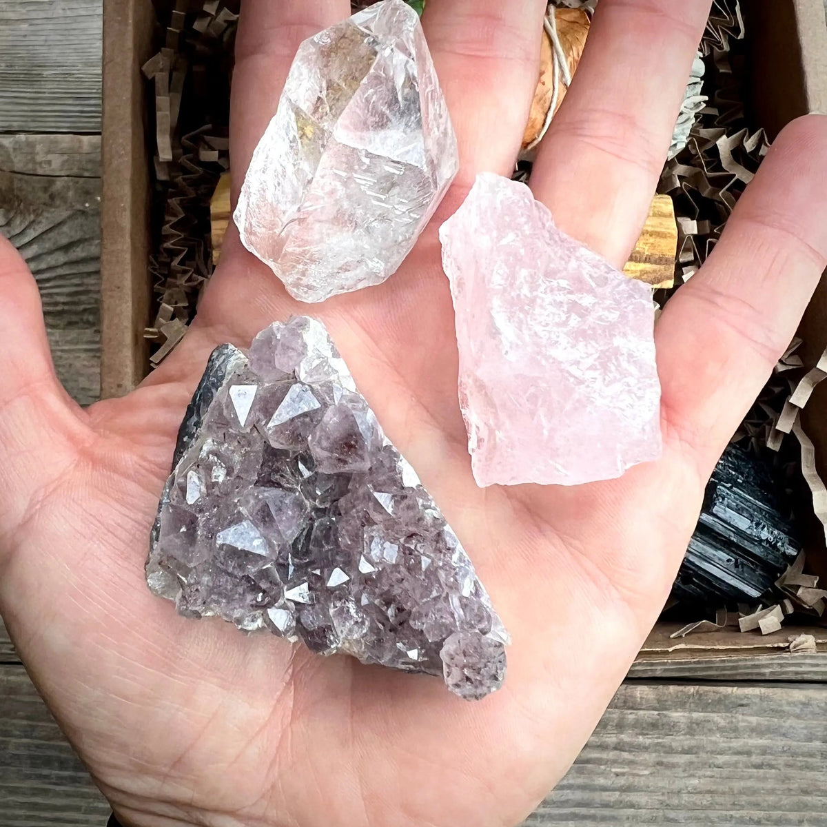 Meditation Healing Crystal Gift Set - 7 Pc. Real Crystals and Sage and Palo Santo Healing Essentials - Magick Souls