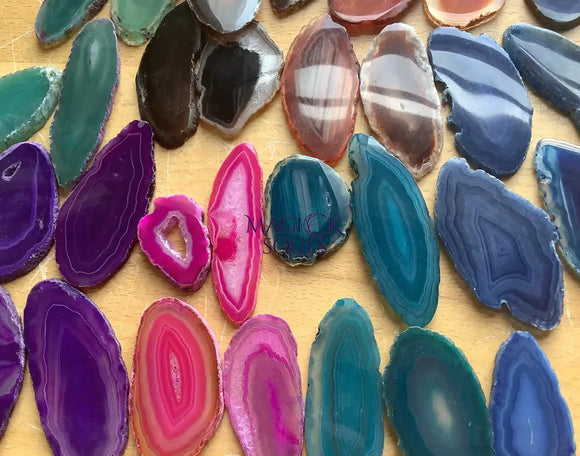 Agate Slice (3 Pcs) (2 3 Inches Long) Size #0 Grade A Oblong Natural Crystal Slab Polished Sliced Agates Escort Place