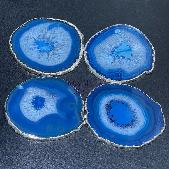 Agate Slice Coaster Silver Plated (4 5 Inches) Grade A Escort Place Cards Wholesale Decor items
