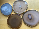 Agate Slice Coasters Set Of 2 Gold Plated Size #2 Grade A (3 3.25 Inches) Escort Place Cards Wholesale Decor items