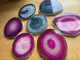 Agate Slice Coasters Set Of 2 Gold Plated Size #2 Grade A (3 3.25 Inches) Escort Place Cards Wholesale Decor items