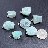 Amazonite Rough Raw Crystal Pendant (Silver Plated Bail) Gemstone Jewelry Necklace Supply Craft Supplies & Tools >