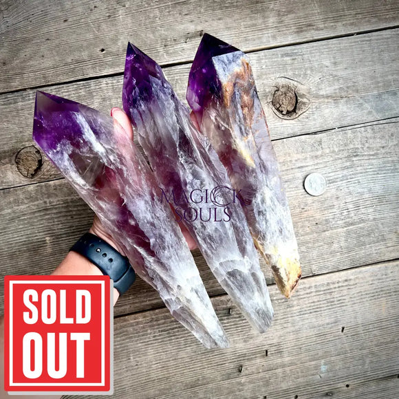 Amethyst Bahia Root Elestial Dragon Tooth Wand - Magick Souls