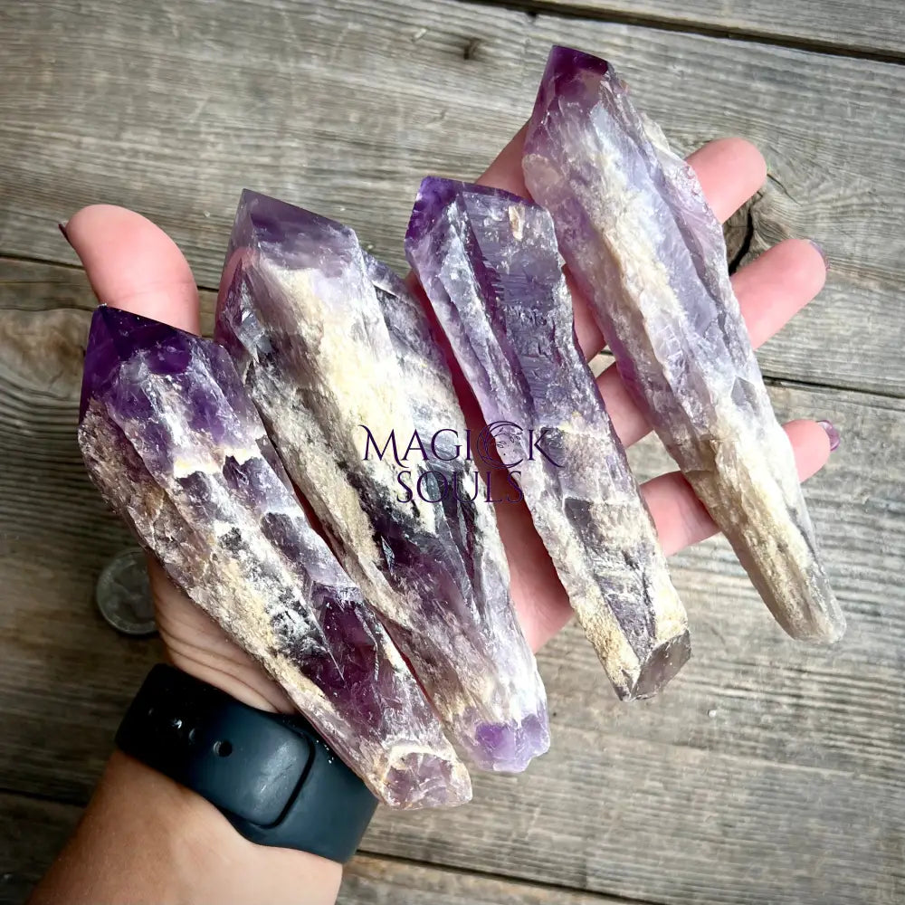 Amethyst Bahia Root Elestial Dragon Tooth Wand - Magick Souls