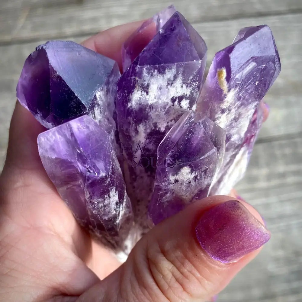 Amethyst Bahia Root Elestial Dragon Tooth Wand - Magick Souls