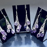 Amethyst Crystal Earrings Pair (Stainless Steel Silver Hooks) Long Dangle Gemstone Jewelry Supply Jewelry > Earrings >