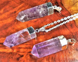 Amethyst Crystal Point Pendant (Silver Plated) Faceted Gemstone Jewelry Necklace Supply Craft Supplies & Tools > Beads