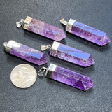 Amethyst Crystal Point Pendant (Silver Plated) Faceted Gemstone Jewelry Necklace Supply Craft Supplies & Tools > Beads