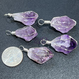 Amethyst Crystal Point Pendant (Silver Plated Wire Wrapped) Raw Gemstone Jewelry Necklace Craft Supplies & Tools >