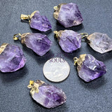 Amethyst Crystal Raw Point Pendant (Gold Plated) Gemstone Jewelry Necklace Supply Jewelry > Necklaces > Crystal