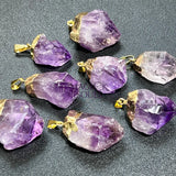 Amethyst Crystal Raw Point Pendant (Gold Plated) Gemstone Jewelry Necklace Supply Jewelry > Necklaces > Crystal