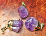 Amethyst Crystal Raw Point Pendant (Gold Plated) Gemstone Jewelry Necklace Supply Jewelry > Necklaces > Crystal