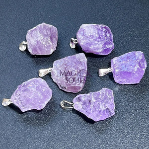 Amethyst Crystal Rough Raw Pendant (Silver Bail) Gemstone Jewelry Necklace Supply Craft Supplies & Tools > Beads Gems &
