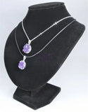 Amethyst Druzy Crystal Pendant (Silver Plated Edges) Petite Purple Jewelry Charm Necklace Supply Jewelry